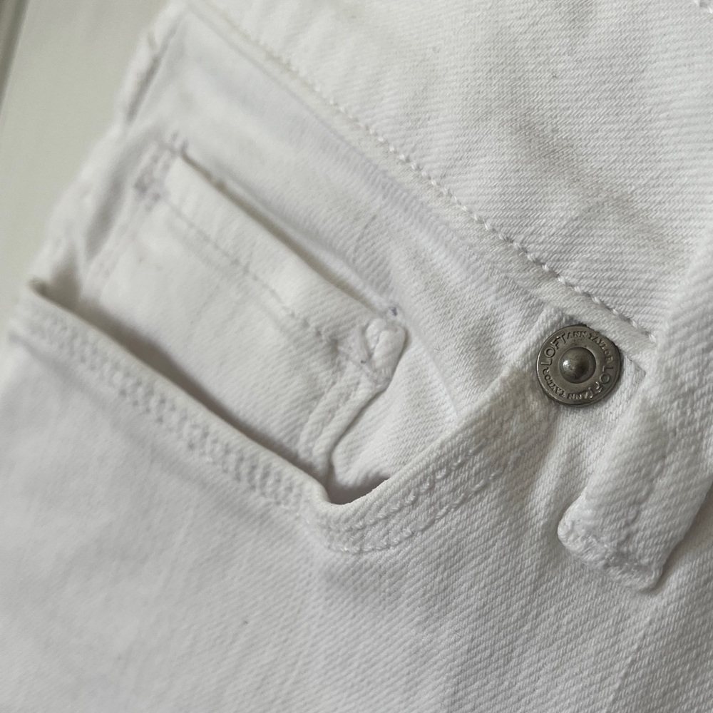 LOFT Curvy Cotton Straight Jeans Womens 32/14 White Pockets Beach Cruise - Picture 4 of 16